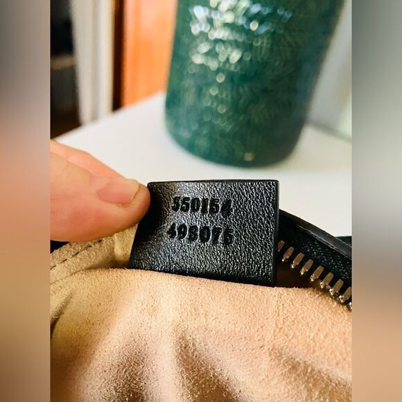 Gucci | GG Marmont Mini Round Leather Shoulder Bag in Black with Gold Chain - Picture 8 of 11